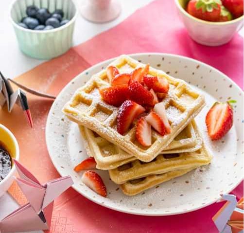 image of a waffle with berries